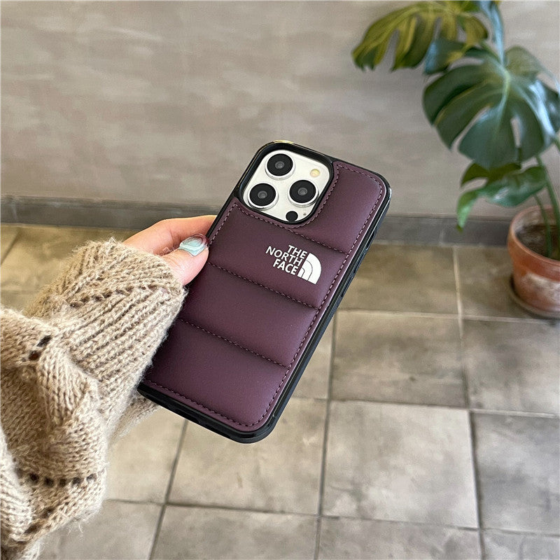 3D Puffer IPhone Case For IPhone 16 Pro MAX 12 13 14 15 Pro Max 7 8 Plus Mini XS Casing North Fashion Luxury Cotton Filled Down Jacket