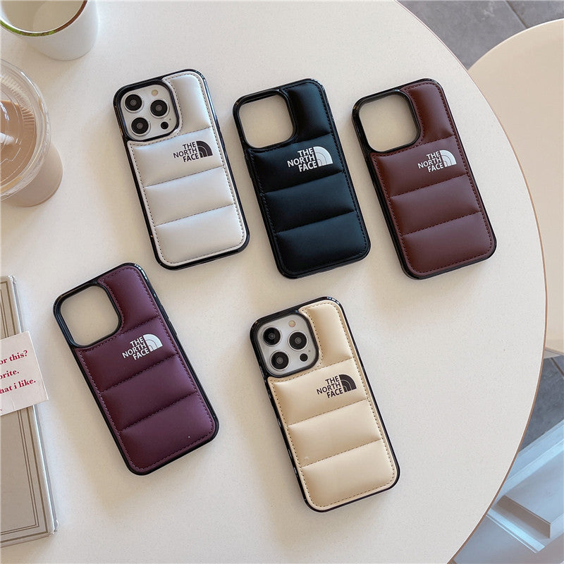 3D Puffer IPhone Case For IPhone 16 Pro MAX 12 13 14 15 Pro Max 7 8 Plus Mini XS Casing North Fashion Luxury Cotton Filled Down Jacket