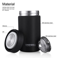 ONEISALL 400ml Portable Stainless Steel Vacuum Flask Mini Thermos Cup Leak-proof Water Bottle