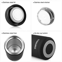 ONEISALL 400ml Portable Stainless Steel Vacuum Flask Mini Thermos Cup Leak-proof Water Bottle