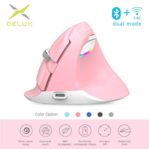 Delux M618 Mini 4.0+2.4GHz Wireless Vertical Mouse